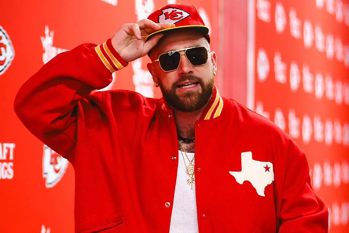 What was on Travis Kelce’s jacket as he turned up for Monday Evening Soccer?