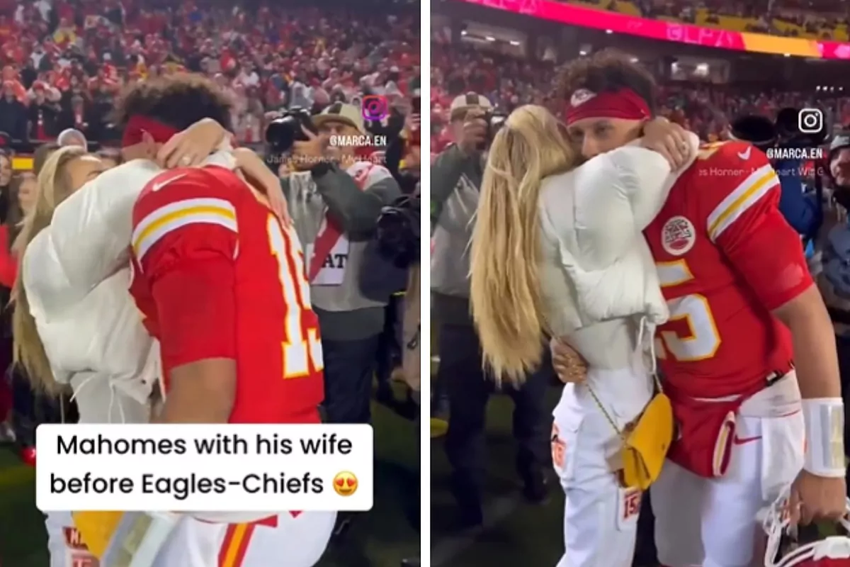 Patrick Mahomes wipes off kiss from spouse Brittany forward of MNF vs. Eagles