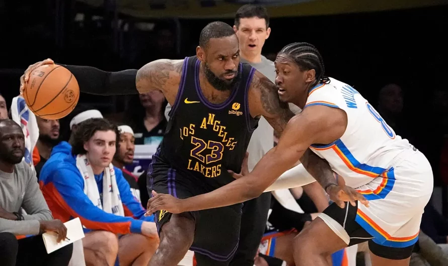 LeBron James visibly upset after fan hugs him on Lakers bench in win vs. Thunder